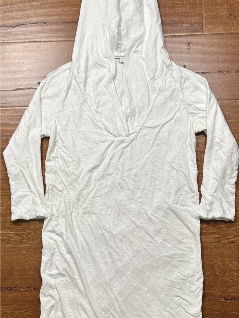 JAMES PERSE Dress SIZE 2 medium White Hooded 3/4 Sleeve Tunic Dress